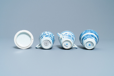 Trois tasses et soucoupes et trois grandes tasses en porcelaine de Chine en bleu et blanc, Kangxi/Qianlong