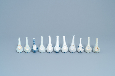 Elf Chinese blauw-witte lepels, 19/20e eeuw