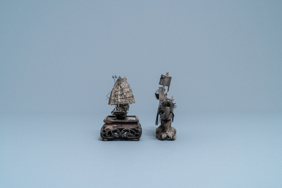 Een collectie Chinese zilveren miniaturen, 19e eeuw