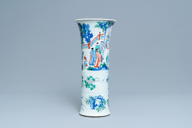 A Chinese wucai vase with figures in a landscape, Transitional period