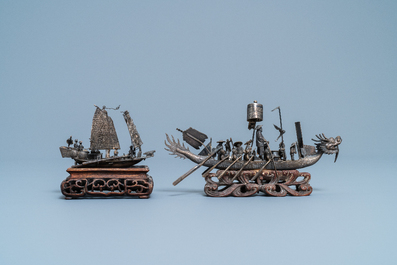 Een collectie Chinese zilveren miniaturen, 19e eeuw