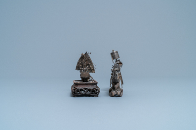 Een collectie Chinese zilveren miniaturen, 19e eeuw