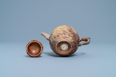 A Chinese carved soapstone teapot and cover, Kangxi