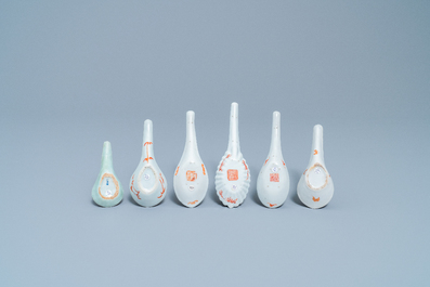 Six various Chinese porcelain spoons, 19/20th C.