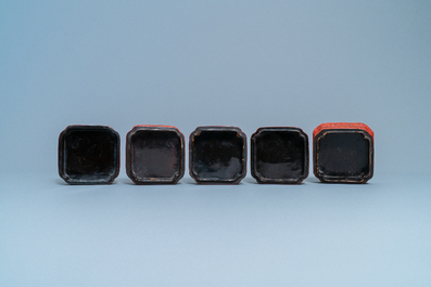 A Chinese red cinnabar lacquer four-tiered box, Wanli