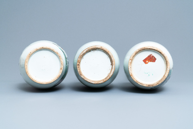Three Chinese famille rose vases, 19/20th C.