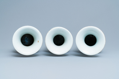 Three Chinese famille rose vases, 19/20th C.