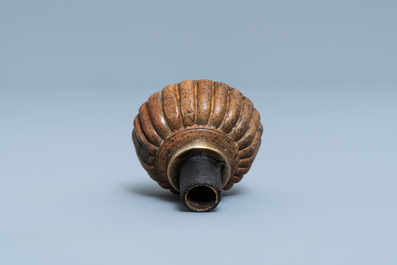 A Chinese bamboo, jadeite and Yixing stoneware opium pipe, 19th C.