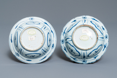 Cinq bols en porcelaine de Chine en bleu et blanc, Wanli