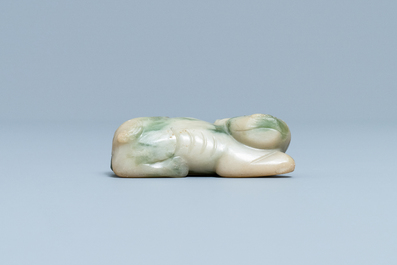 A Chinese jadeite model of a dog, 19/20th C.