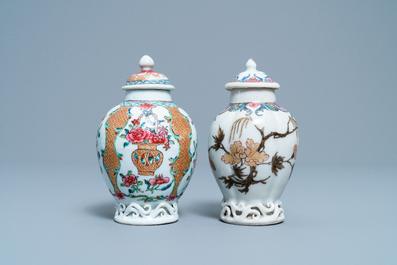 Two Chinese famille rose tea caddies, Yongzheng