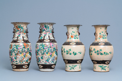 Two pairs of Chinese Nanking crackle-glazed vases, 19th C.