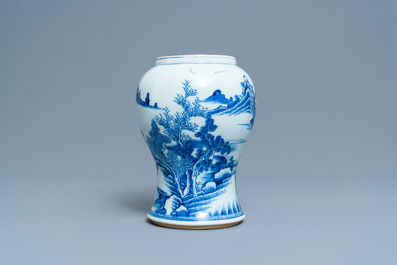 A Chinese blue and white 'landscape' vase, Kangxi