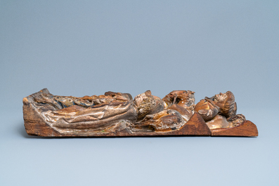 Deux grands fragments de retables en bois sculpt&eacute; et polychrom&eacute;, probablement Brabant, 15/16&egrave;me