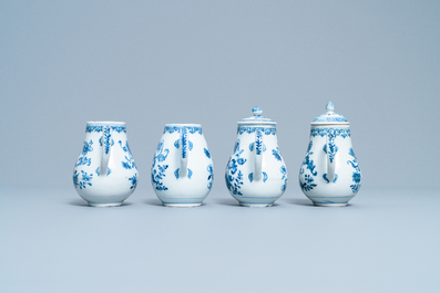 A Chinese blue and white cruet set on stand, Qianlong