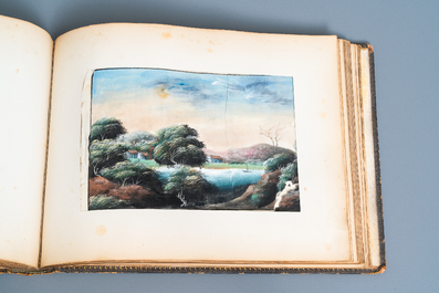 Chinese school, Canton, inkt en kleur op rijstpapier, 19e eeuw: een album met 29 landschappen en lijfstraffen