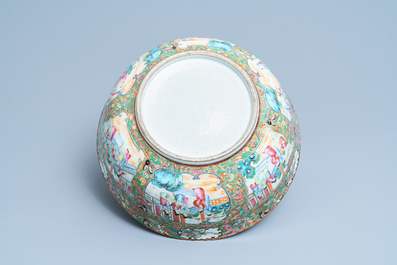 A large Chinese Canton famille rose monogrammed bowl, 19th C.
