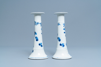 A pair of large Chinese blue and white candlesticks, 19th C.