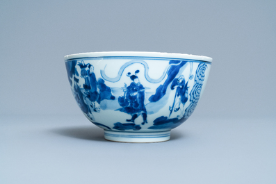 A Chinese blue and white 'immortals' bowl, Kangxi