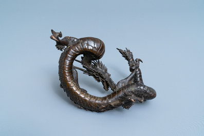 A Japanese bronze model of a dragon, Meiji, 19th C.