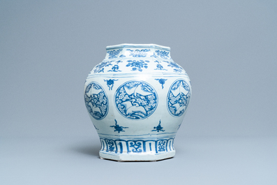 A Chinese blue and white 'cranes' vase, Jiajing