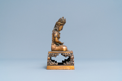 A Chinese gilt bronze figure of Buddha Amitayus, Qianlong, dated 1770