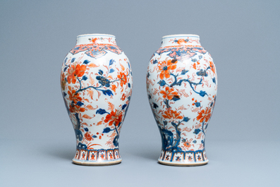 A pair of Chinese Imari-style 'pheasant' vases, Kangxi
