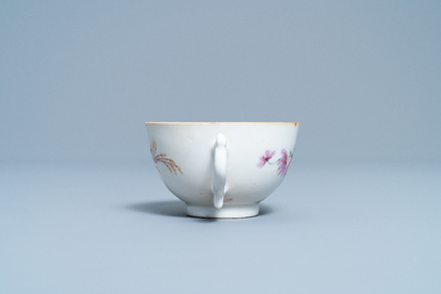 A Chinese famille rose Dutch market cup and saucer with the arms of Van Scholten en Wesele, Qianlong