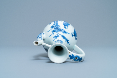 A Japanese blue and white Arita ewer, two dishes and an oval tray, Edo, 17/18th C.