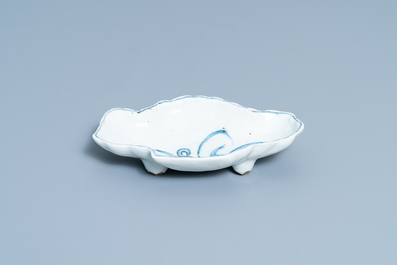 A Chinese blue and white lingzhi-shaped ko-sometsuke dish, Tianqi