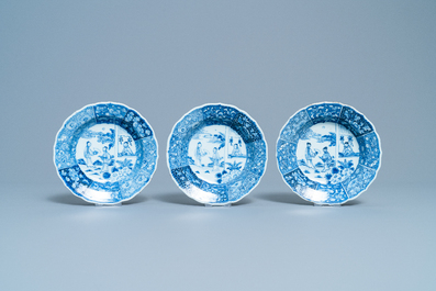 Twelve Chinese blue and white 'Romance of the Western Chamber' plates, Qianlong