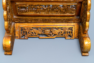 A pair of Chinese gilt carved wood screens for the Straits or Peranakan market, 19th C.