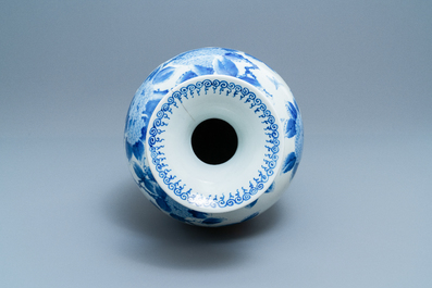 A large Japanese blue and white Arita vase, Meiji, 19th C.