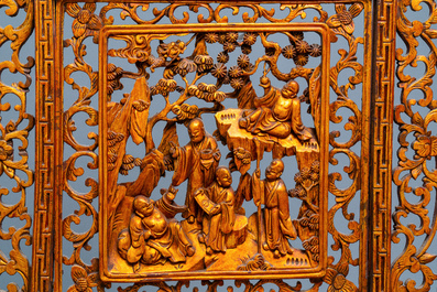 A Chinese gilt carved wood screen for the Straits or Peranakan market, 19th C.
