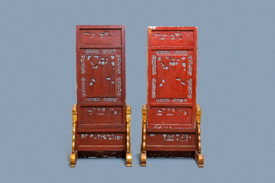 A pair of Chinese gilt carved wood screens for the Straits or Peranakan market, 19th C.