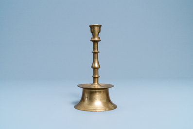 A Flemish or Dutch knotted bronze candlestick, 16th C.