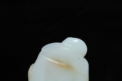 A Chinese white jade figure of Li Taipo, Kangxi/Yongzheng