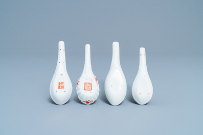 Quatre cuill&egrave;res en porcelaine de Chine, 19/20&egrave;me