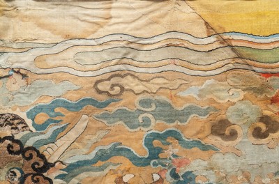 A Chinese kesi woven silk 'dragon' panel, Wanli