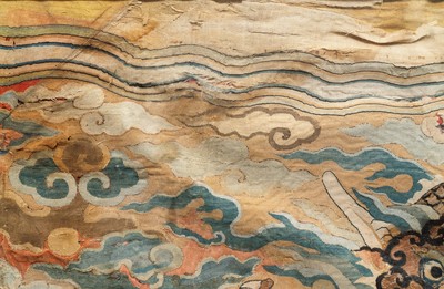 A Chinese kesi woven silk 'dragon' panel, Wanli