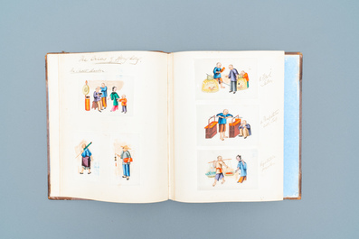 Chinese school, Canton, ink and colour on paper, 19th C.: an album and two boxes with 70 paintings