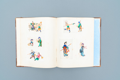 Chinese school, Canton, inkt en kleur op rijstpapier, 19e eeuw: een album en twee doosjes met 70 schilderingen
