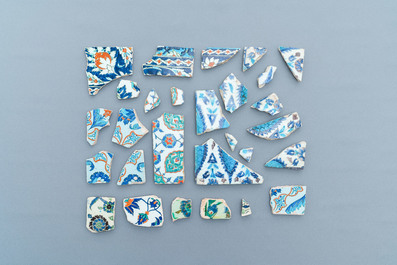 A collection of Iznik tile fragments, Turkey, 16/17th C.