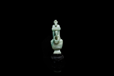 A Chinese jade vase and cover, Qing