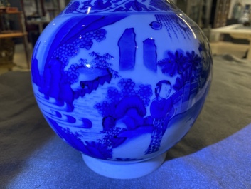 A Chinese blue and white bottle vase, Transitional period