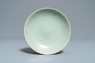 Three Chinese Longquan celadon dishes, Song and Ming