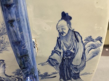 Un grand vase en porcelaine de Chine en bleu et blanc &agrave; d&eacute;cor des 'Sept sages dans la for&ecirc;t de bambou', Qianlong