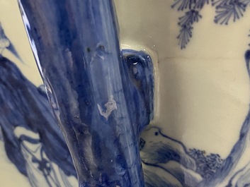A large Chinese blue and white 'Seven Sages of the Bamboo Grove' vase, Qianlong