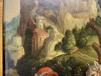 Ecole flamande d'apr&egrave;s Albrecht D&uuml;rer, 16/17&egrave;me, huile sur panneau: Saint Eustache ou Saint Hubert