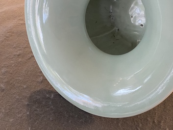 A Chinese monochrome celadon-glazed zhadou or spittoon, Yongzheng mark, Republic